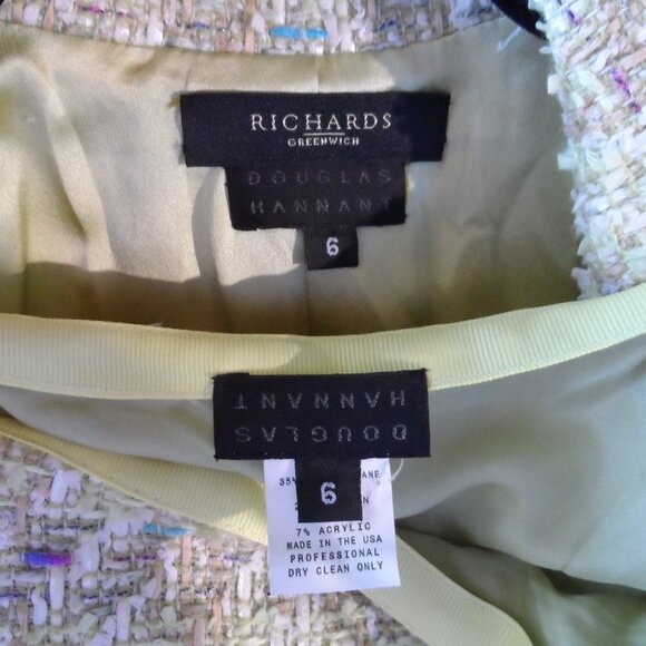 Douglas Hannant Light Green Houndstooth PatternTweed Skirt Suit Size 6 - Picture 15 of 16